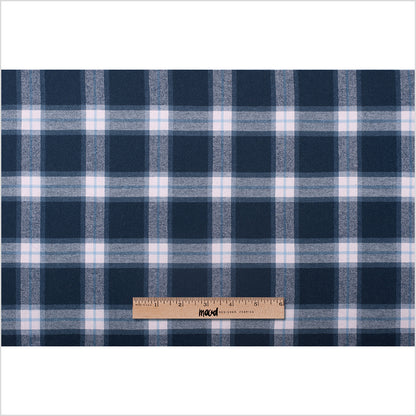 Italian Blue/Rosa Plaid Flannelled Wool Blended Twill Full