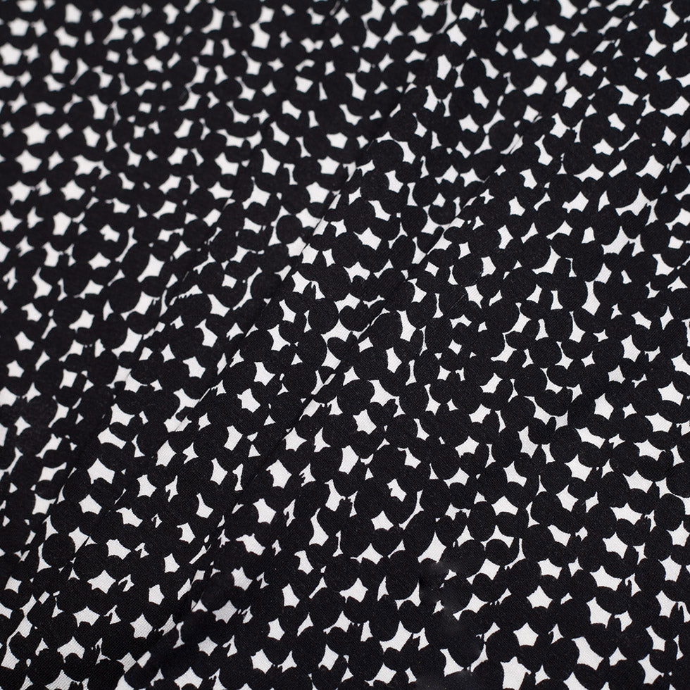 Black and White Geometric Rayon Jersey - Folded