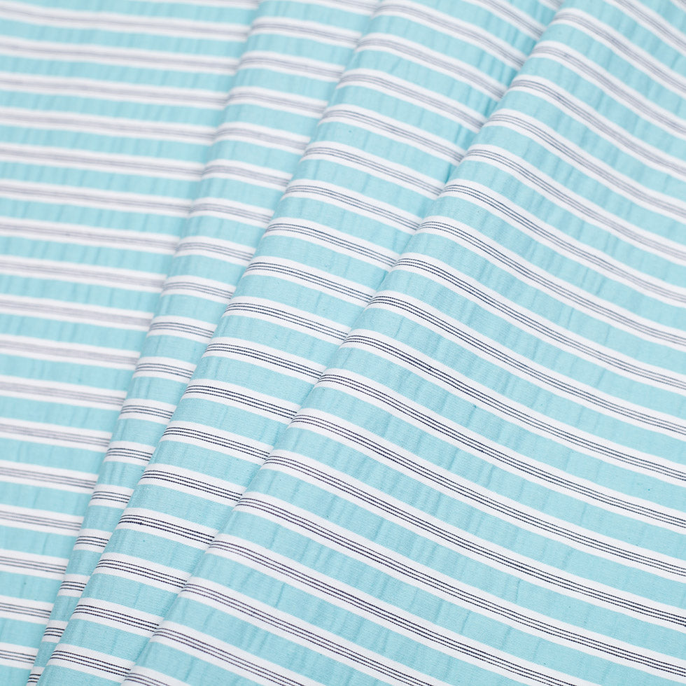 Blue Radiance Blended Cotton Stripe - Folded