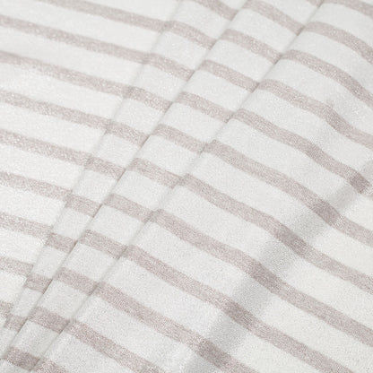 Oyster/Brown Gray Metallic Striped Cotton Jersey Knit - Folded