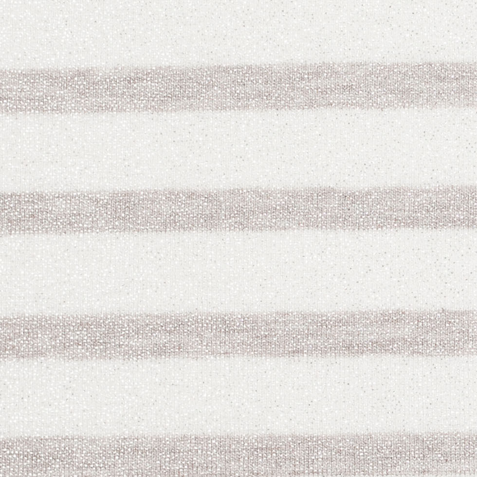 Oyster/Brown Gray Metallic Striped Cotton Jersey Knit - Detail