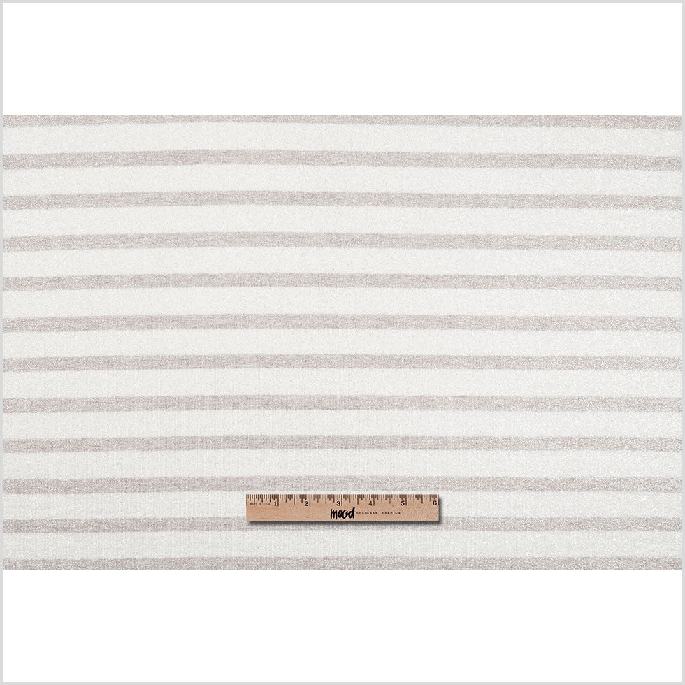 Oyster/Brown Gray Metallic Striped Cotton Jersey Knit - Full