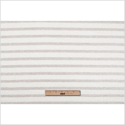 Oyster/Brown Gray Metallic Striped Cotton Jersey Knit - Full