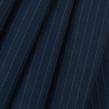 Italian Navy Pin Striped Blended Linen Woven Folded