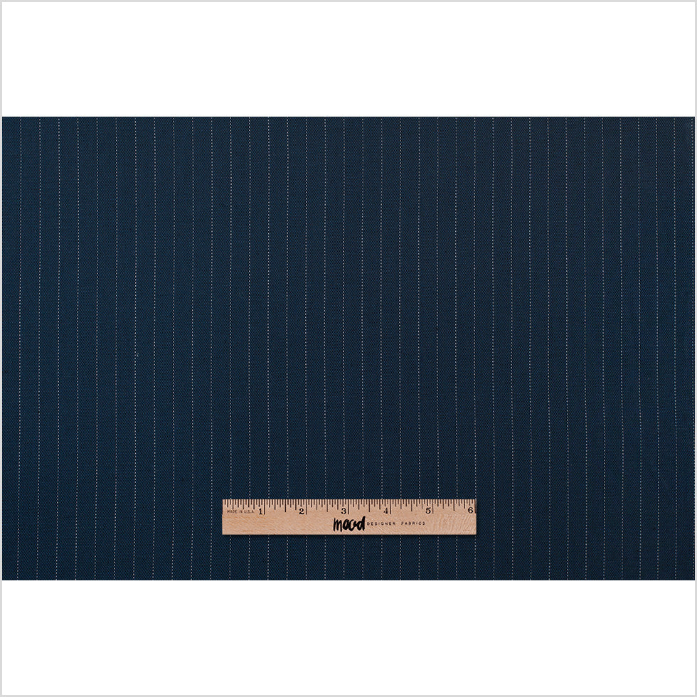 Italian Navy Pin Striped Blended Linen Woven Full