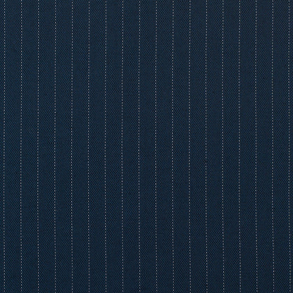Italian Navy Pin Striped Blended Linen Woven