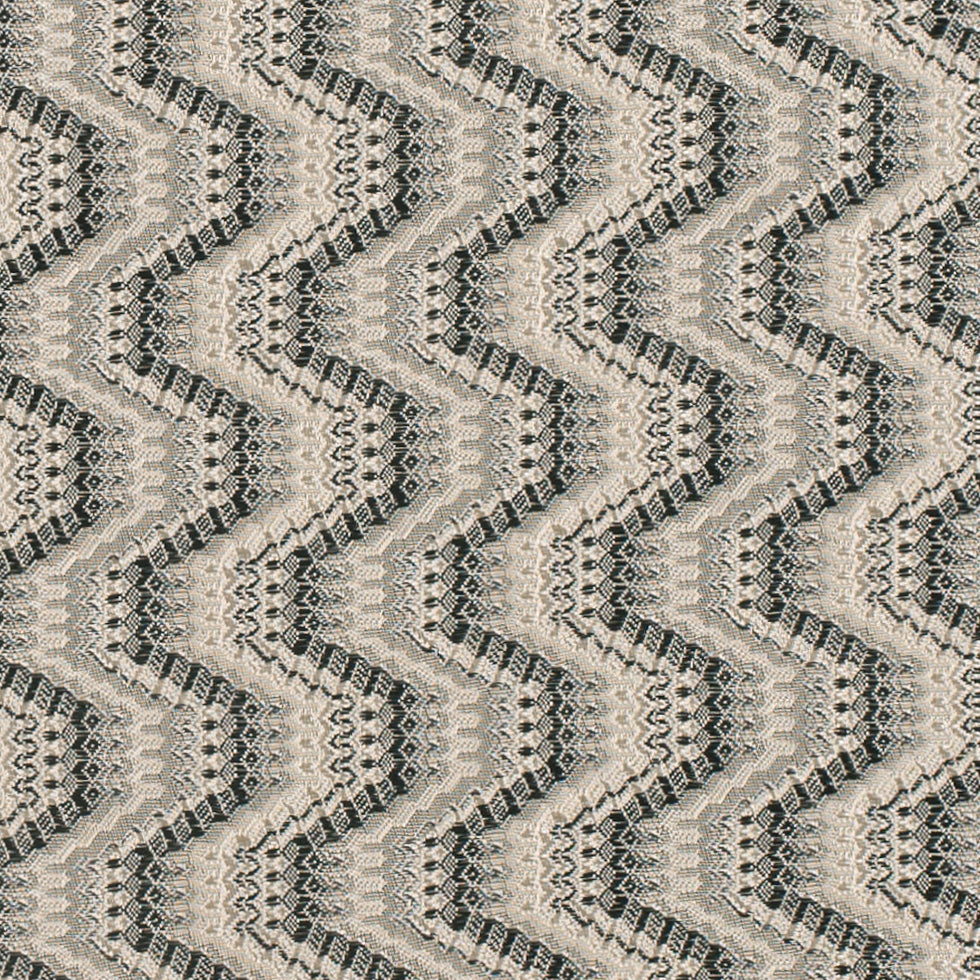Black/Beige Geometric Zig-Zag Blended Polyester Woven Detail