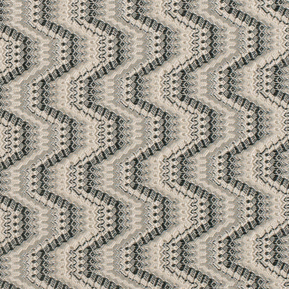 Black/Beige Geometric Zig-Zag Blended Polyester Woven Detail