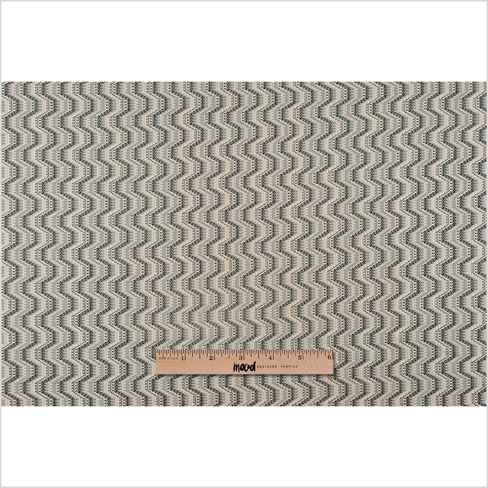 Black/Beige Geometric Zig-Zag Blended Polyester Woven Full