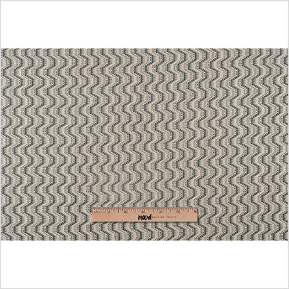 Black/Beige Geometric Zig-Zag Blended Polyester Woven Full