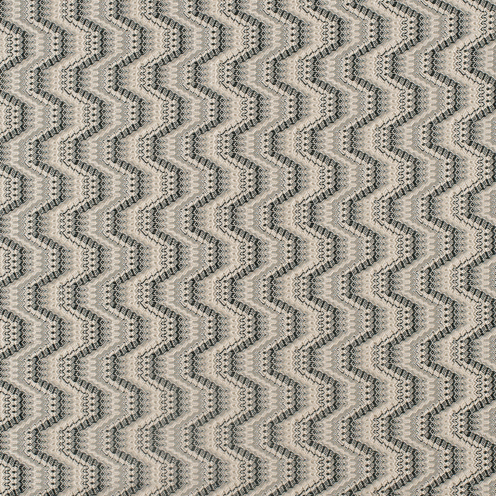 Black/Beige Geometric Zig-Zag Blended Polyester Woven