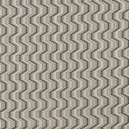 Black/Beige Geometric Zig-Zag Blended Polyester Woven