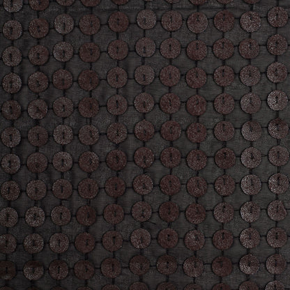 Black and Brown Circular Sequined Novelty Polyester Woven