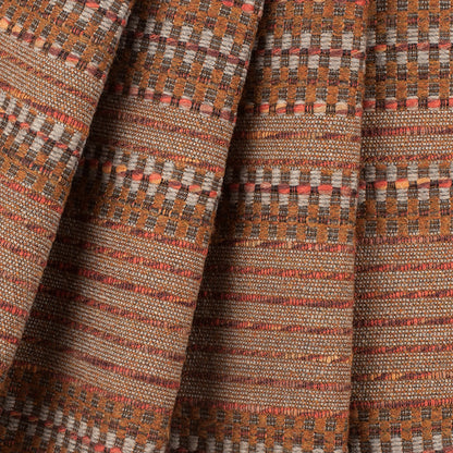 Rust Dimensional Stripes Blended Wool Tweed Folded