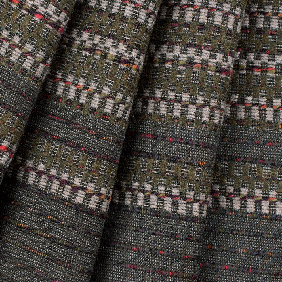 Olive Dimensional Stripes Blended Wool Tweed Folded