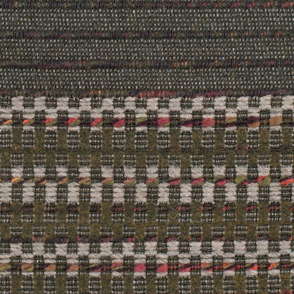 Olive Dimensional Stripes Blended Wool Tweed Detail