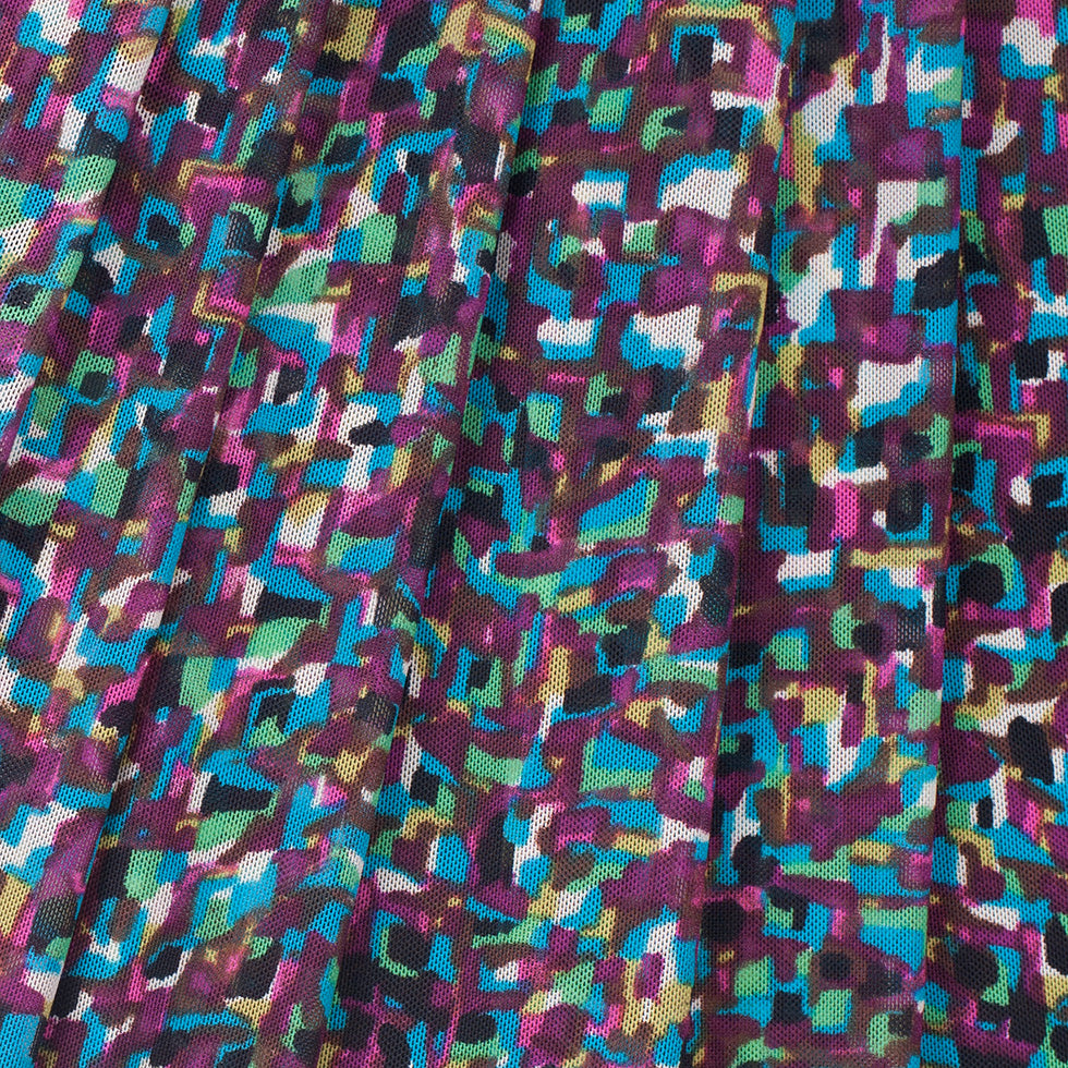Multicolor Blended Cotton Stretch Mesh - Folded