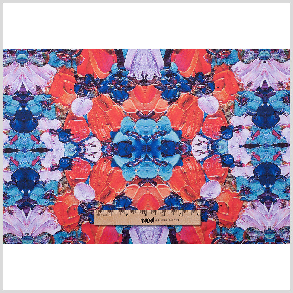 Red Floral Kalei Digitally Printed Stretch Neoprene/Scuba Knit Folded
