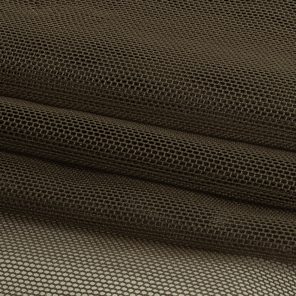 Mud Polyester Stretch Mesh - Folded