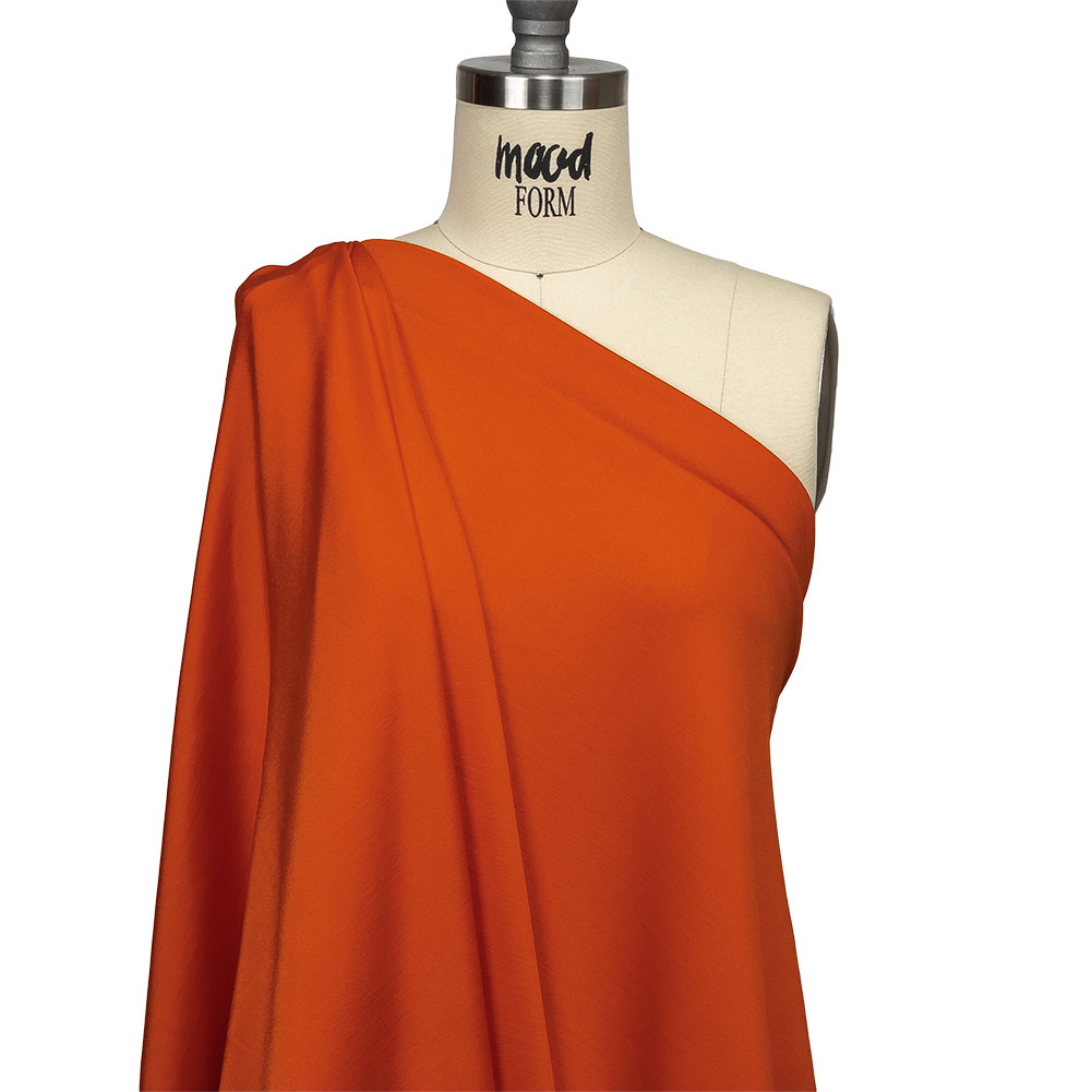 Carrot Luminous Stretch Polyester Tricot - Drape