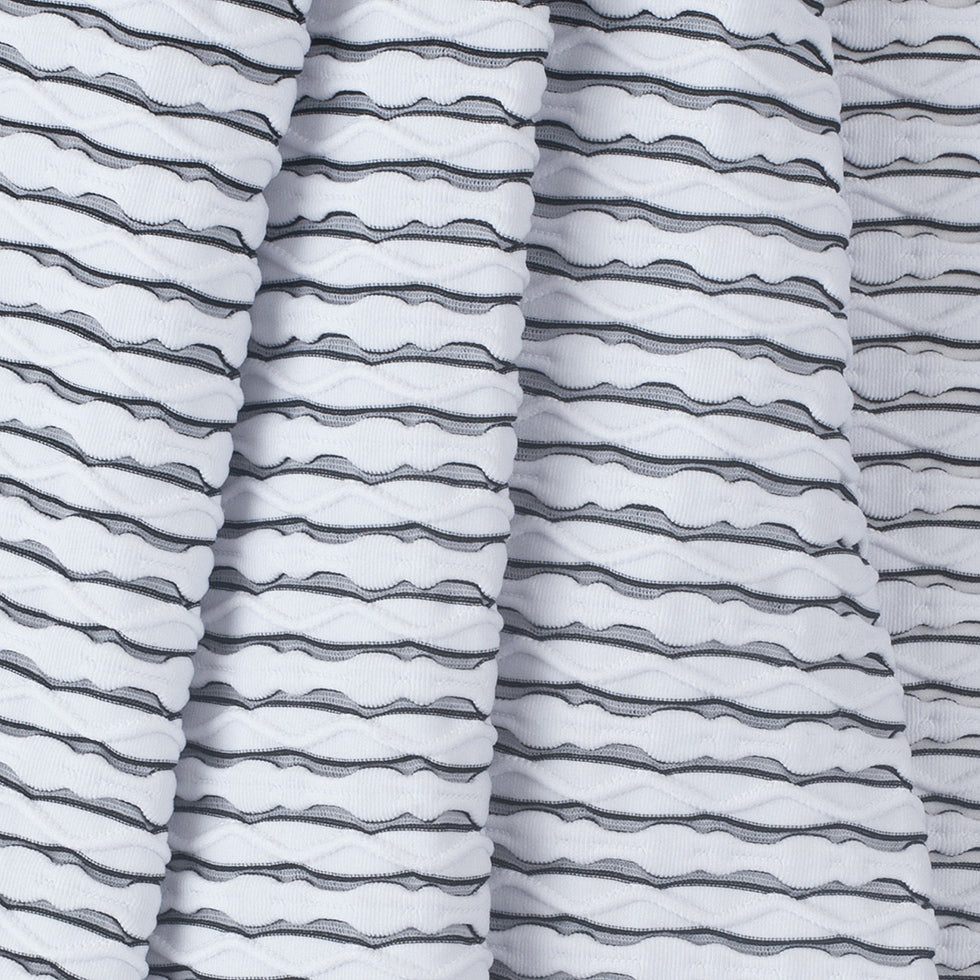 Black and White Rippled Jersey Knit Folded