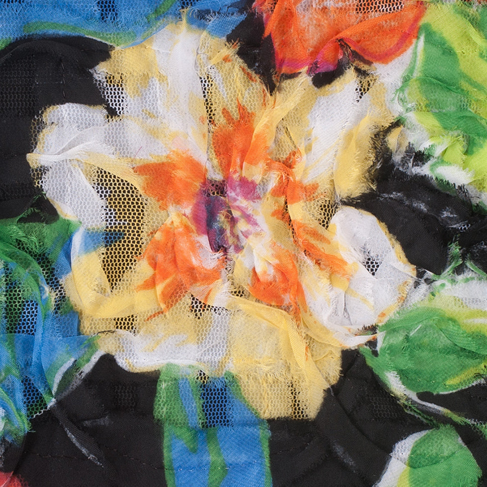Black Multicolored Textural Polyester Netting Detail