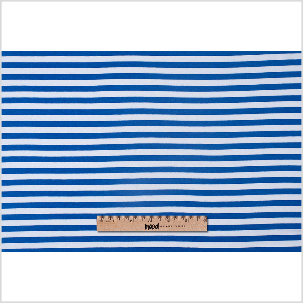 Primary Blue/White Striped Cotton Jersey Folded