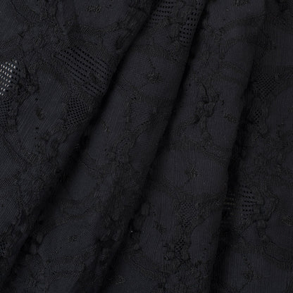 Black Polyester Blended Raschel Knit Folded