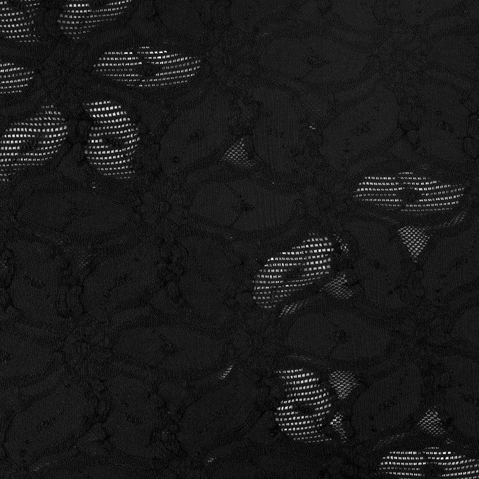 Black Polyester Blended Raschel Knit