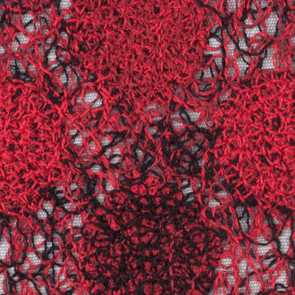 Black/Red Abstract Embroidered Lacey Mesh - Detail