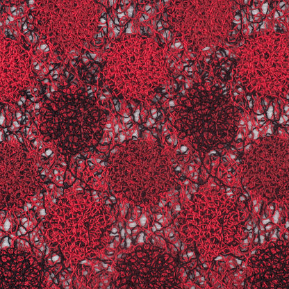 Black/Red Abstract Embroidered Lacey Mesh