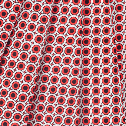 Poppy Red Geometric Stretch Cotton Woven - Folded