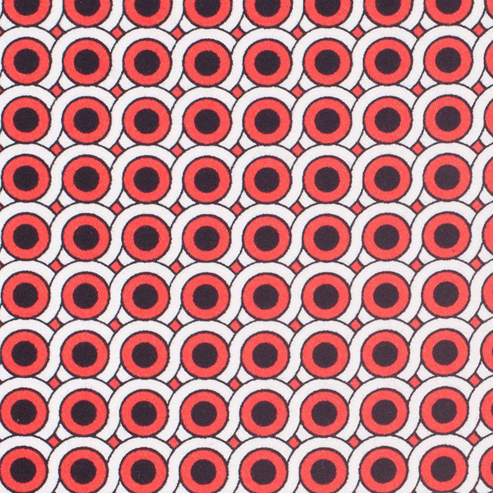Poppy Red Geometric Stretch Cotton Woven - Detail