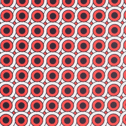 Poppy Red Geometric Stretch Cotton Woven - Detail