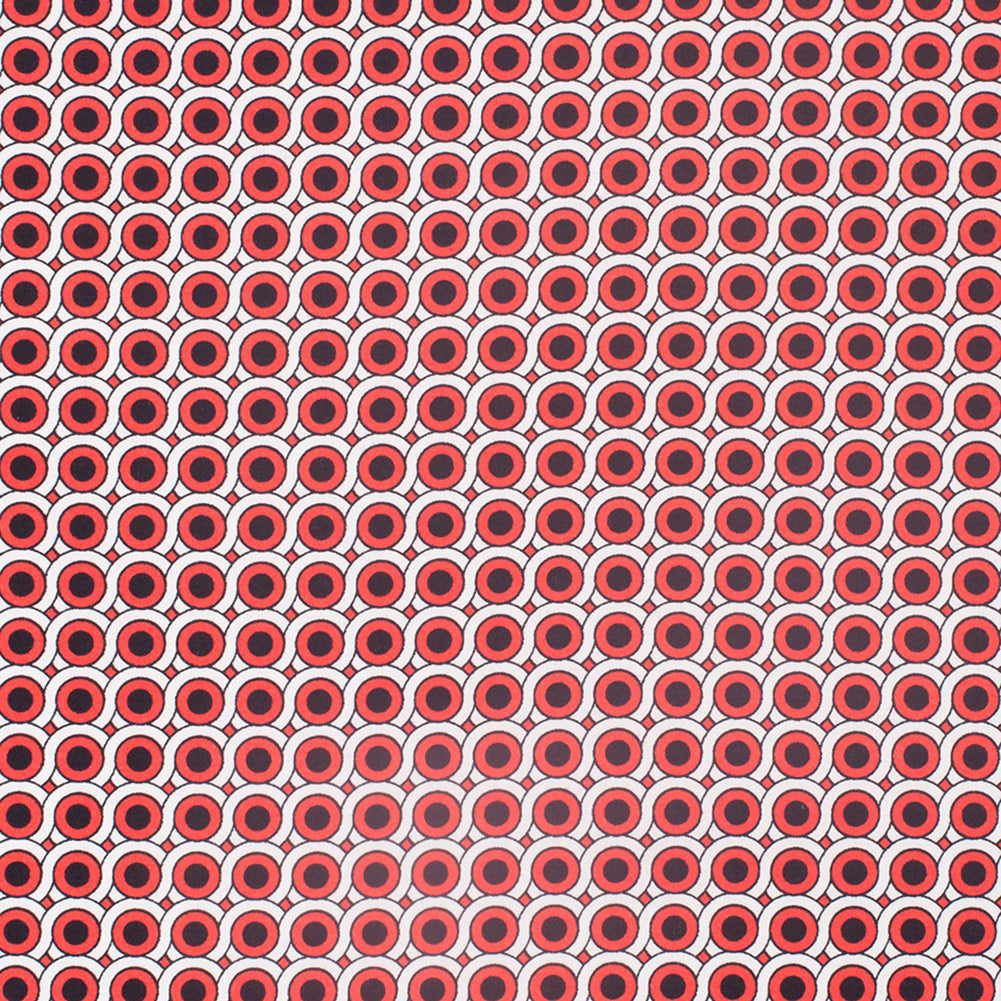 Poppy Red Geometric Stretch Cotton Woven