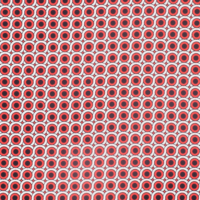 Poppy Red Geometric Stretch Cotton Woven