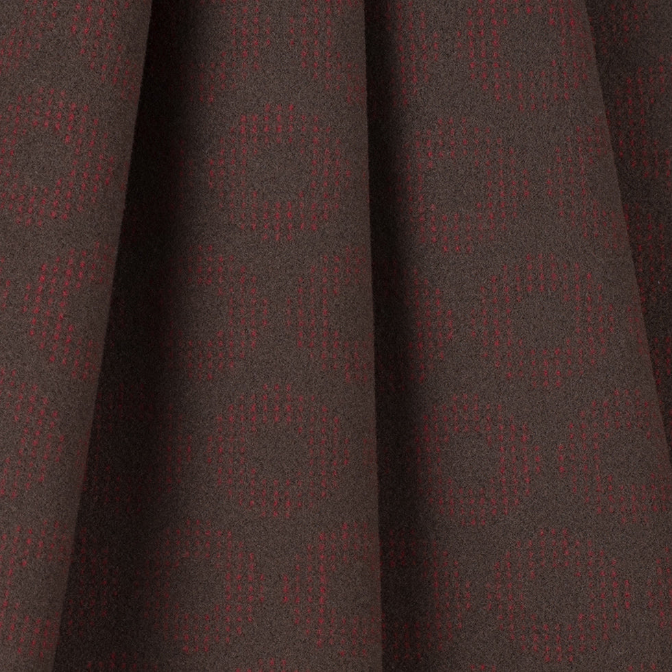 Dark Green and Red Geometric Wool Fleece Folded