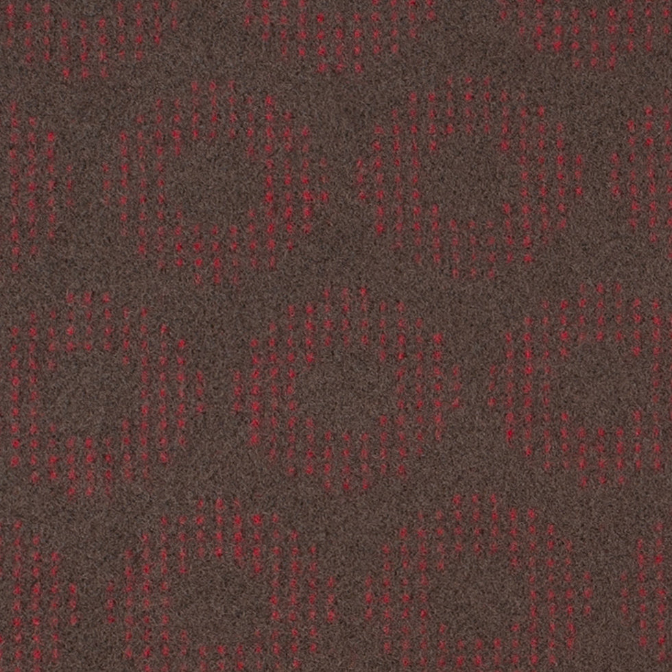 Dark Green and Red Geometric Wool Fleece Detail