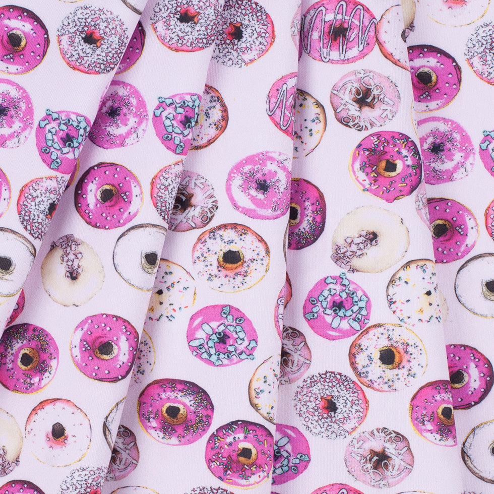 Strawberry Donuts Digitally Printed on Neoprene/Scuba Knit - Detail
