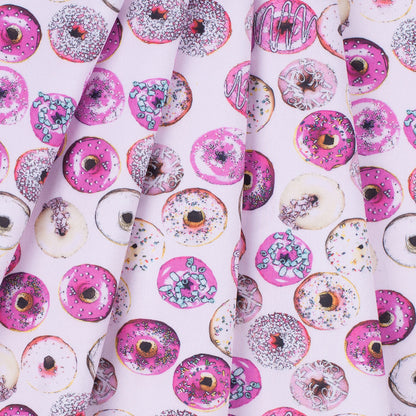 Strawberry Donuts Digitally Printed on Neoprene/Scuba Knit - Detail