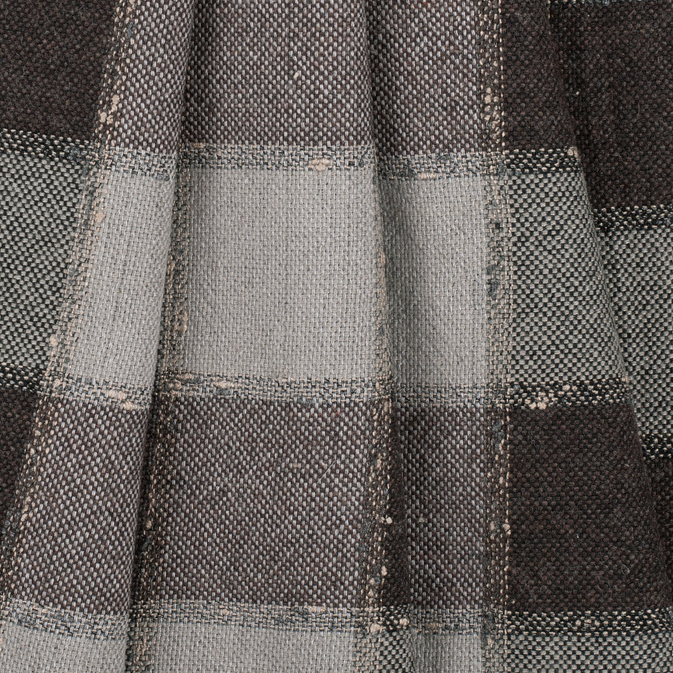 Brown Checkered Wool Blended Tweed Folded