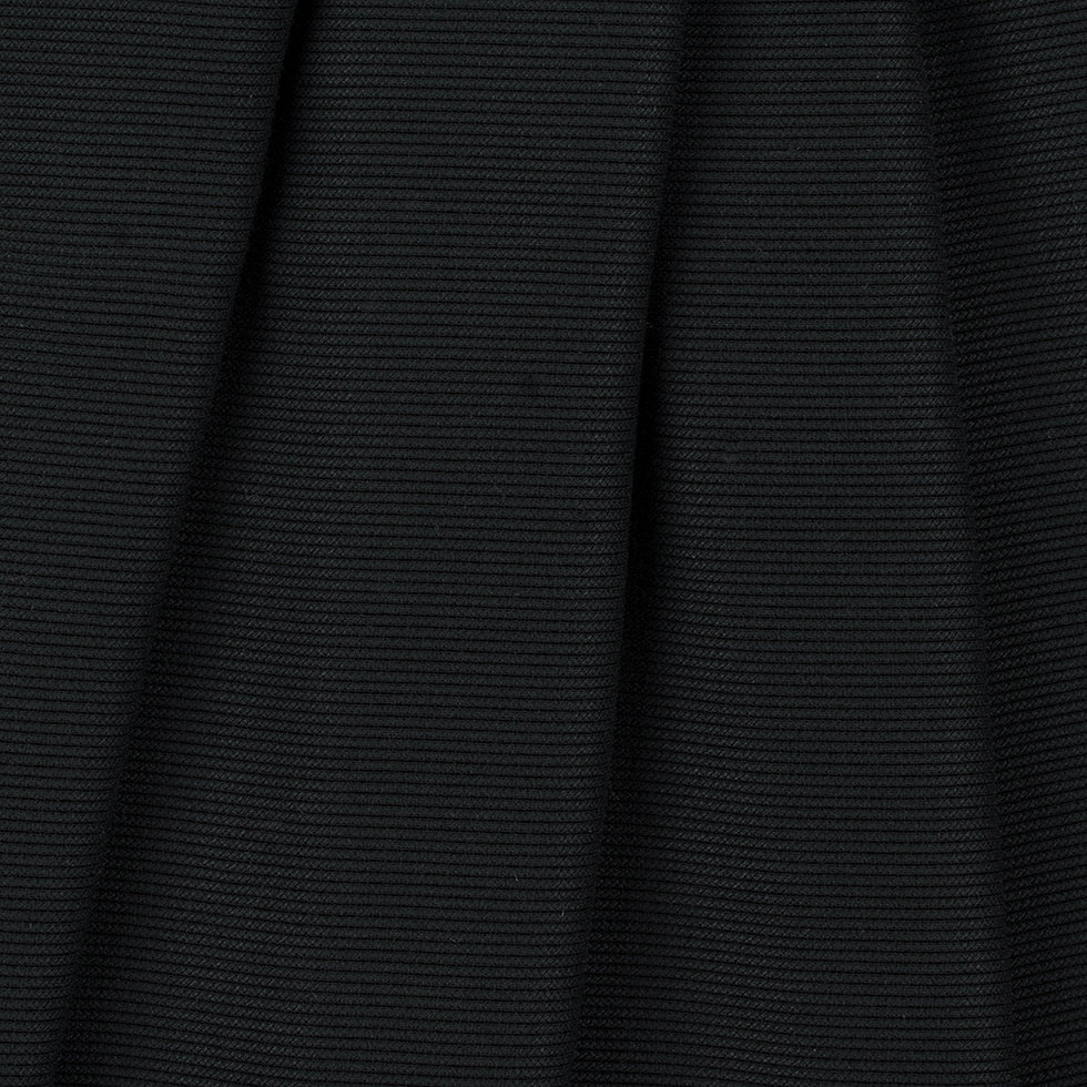 Black Blended Polyester Ribbed Woven Folded
