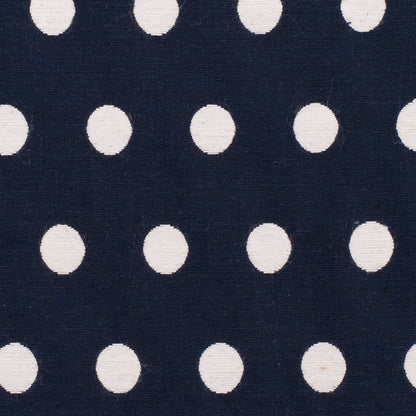 Midnight Blue and Ivory Polka Dot Cotton Blend Woven - Detail