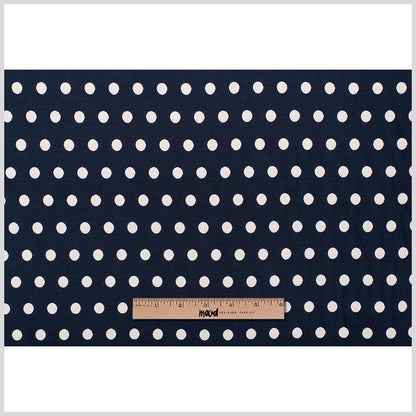 Midnight Blue and Ivory Polka Dot Cotton Blend Woven - Full