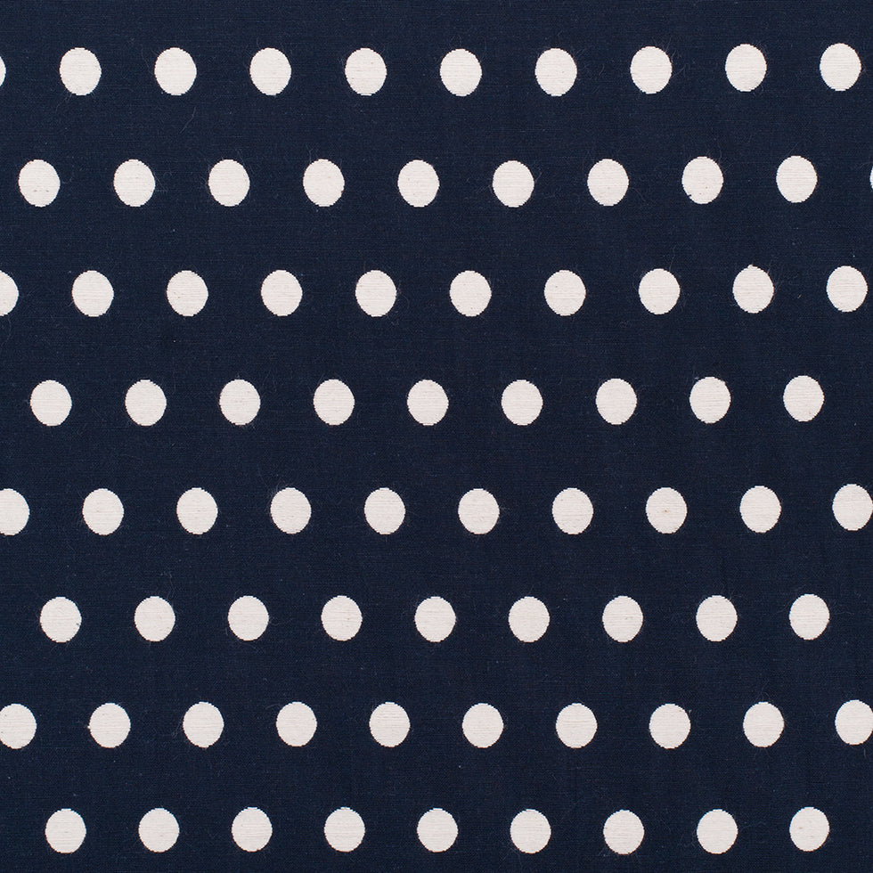 Midnight Blue and Ivory Polka Dot Cotton Blend Woven