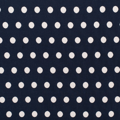 Midnight Blue and Ivory Polka Dot Cotton Blend Woven