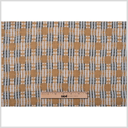 Goldstone/White Open-Weave Checked Cotton Woven - Full