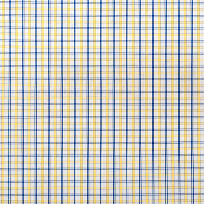 White/Primary Blue/Lemon Peel Plaid Cotton Shirting
