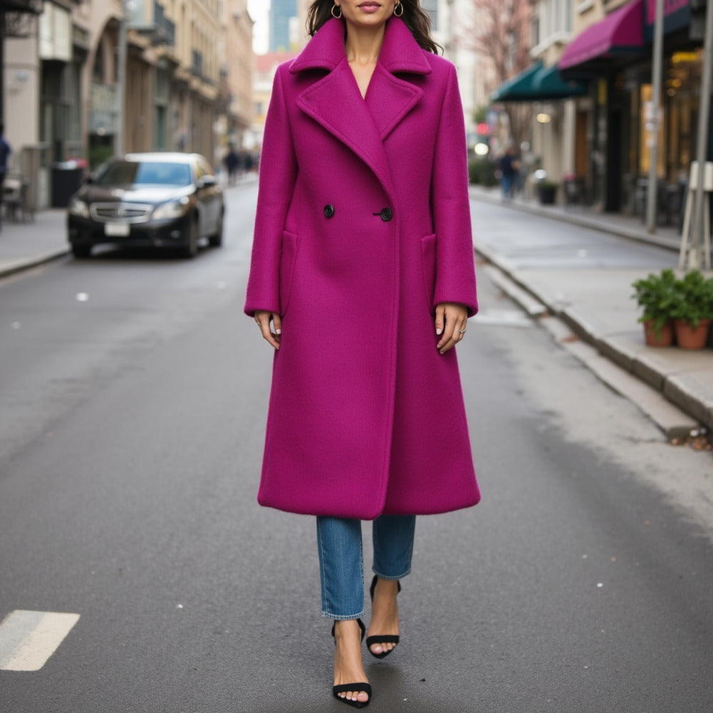 Wool/Cashmere Coating - Fuchsia, Made in Italy - Alberini Collection