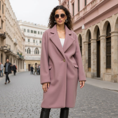 Wool and Cashmere Coating Made in Italy - Dusty Rose - Alberini Collection